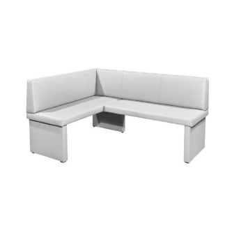 Bancă de colţ, piele ecologică albă, stânga, MODERN