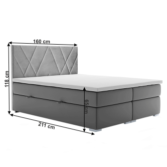 Pat boxspring, gri, 160x200, ORA
