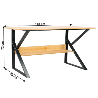 Birou cu raft, fag/negru, TARCAL 140