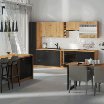 Uşă pentru maşina de spălat vase, stejar artizan/ negru mat, MONRO ZM 713x596
