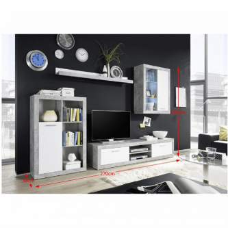 Mobilier de living, alb/ciment, KLARK
