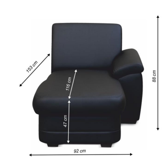 Otoman, piele eco neagră, dreapta, BITER OTT 1B P