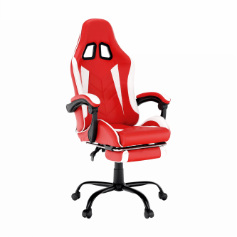 Fotoliu birou/gaming, negru/alb/roşu, OZGE NEW