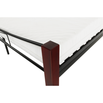 Pat dublu, lemn nuc/metal negru, 160x200, PAULA