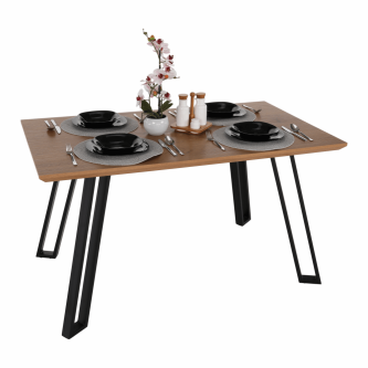 Masă dining, stejar/negru, PEDAL