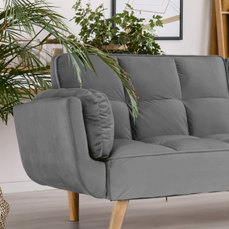 Colţar extensibil, catifea gri deschis / fag, KAPRERA NEW