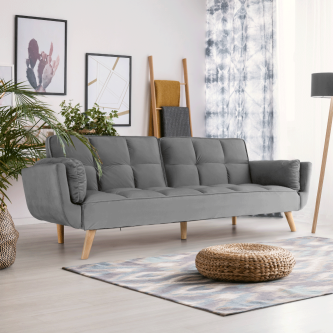 Colţar extensibil, catifea gri deschis / fag, KAPRERA NEW