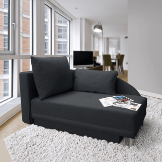 Colţar extensibil, material textil gri-negru, stânga, LAUREL