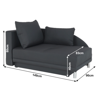 Colţar extensibil, material textil gri-negru, stânga, LAUREL
