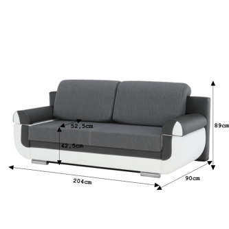 Colţar, piele ecologică alba+gri/material textil gri, KARDYN