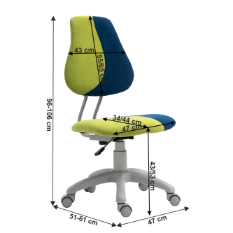 Scaun rotativ reglabil, verde/albastru/gri, RAIDON