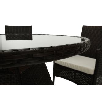 Set de grădină din ratan cu 5 piese, maro închis/crem, RANDEL
