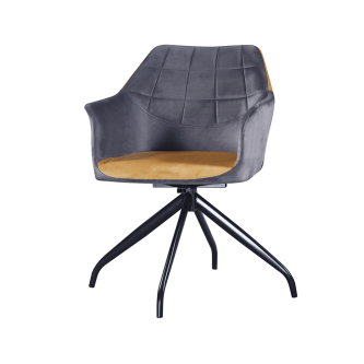 Scaun pivotant, gri, ţesătură de catifea camel / negru, RATOKO