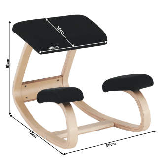 Scaun genunchi, negru / natural, RENAR