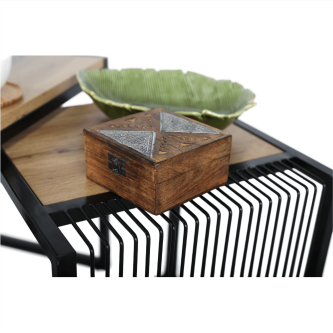 Set a două măsuţe de cafea, stejar/negru, RIMBO