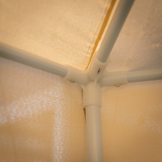 Pavilion cort pentru grădină, 3,9x2,5x3,9m, bej / negru, RINGE TIP 2 + 6 laturi