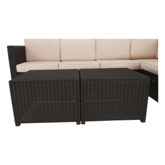 Set de grădină din rattan, 3 piese, maro/bej, RODEN