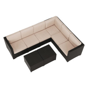 Set de grădină din rattan, 3 piese, maro/bej, RODEN