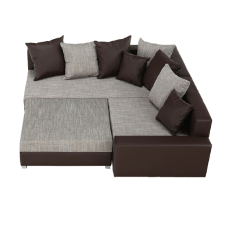 Colţar, S, piele eco maro/textil maro, PETRANA NEW