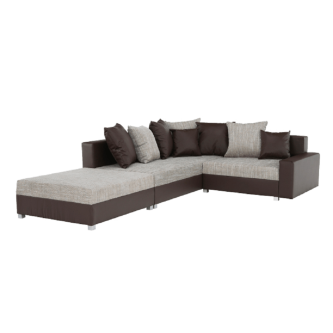 Colţar, S, piele eco maro/textil maro, PETRANA NEW
