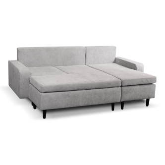 Canapea cu taburet, gri deschis, model dreapta, KELLY