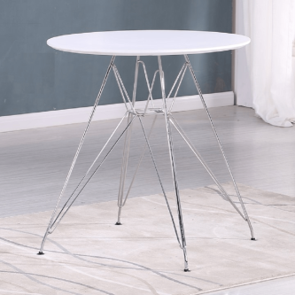Masă de bucătărie, crom/MDF, alb extra strălucire HG, RONDY