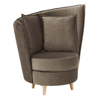 Fotoliu Art Deco, ţesătură Paros maro gri/ fag, ROUND NEW