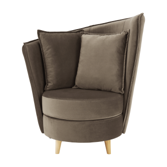 Fotoliu Art Deco, ţesătură Paros maro gri/ fag, ROUND NEW