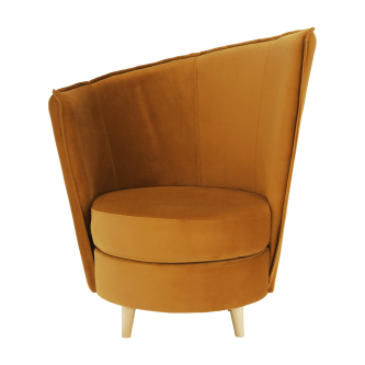 Fotoliu Art Deco, ţesătură Riviera muştar / fag, ROUND NEW