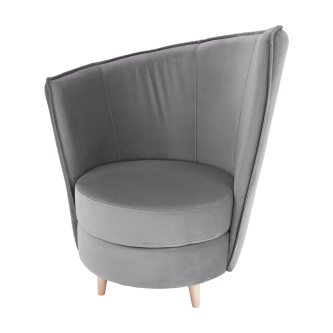 Fotoliu Art Deco, ţesătură Paros de culoare gri deschis / fag, ROUND NEW