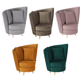Fotoliu Art Deco, ţesătură Paros maro gri/ fag, ROUND NEW