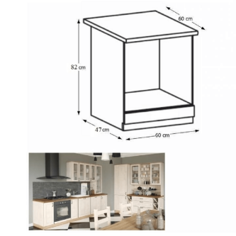 Dulap inferior pentru aragaz, alb/pin nordic, ROYAL D60ZK