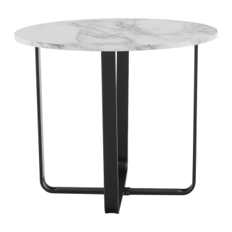 Măsuţă de cafea, marmură alba / metal negru, SALINO