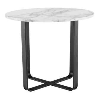 Măsuţă de cafea, marmură alba / metal negru, SALINO