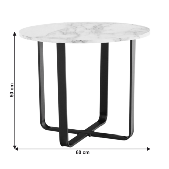 Măsuţă de cafea, marmură alba / metal negru, SALINO