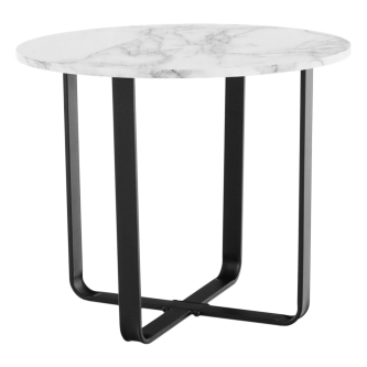 Măsuţă de cafea, marmură alba / metal negru, SALINO