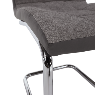 Scaun bucătărie, material textil gri deschis/piele ecologică gri/crom, SALOMA NEW