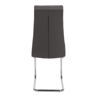 Scaun bucătărie, material textil gri deschis/piele ecologică gri/crom, SALOMA NEW