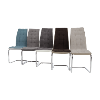 Scaun bucătărie, material textil mentol/piele ecologică gri/crom, SALOMA NEW