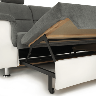 Colţar mic, piele ecologică alb/material textil gri, model dreapta, SANTIAGO COLŢAR MIC