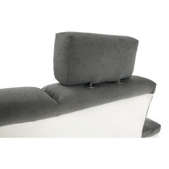 Colţar mic, piele ecologică alb/material textil gri, model dreapta, SANTIAGO COLŢAR MIC