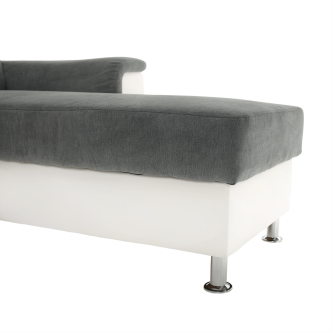 Colţar mic, piele ecologică alb/material textil gri, model dreapta, SANTIAGO COLŢAR MIC