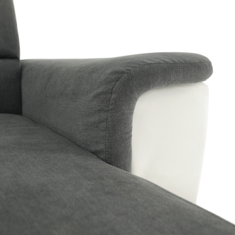 Colţar mic, piele ecologică alb/material textil gri, model dreapta, SANTIAGO COLŢAR MIC