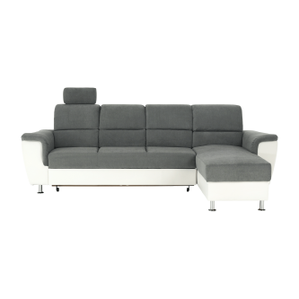 Colţar mic, piele ecologică alb/material textil gri, model dreapta, SANTIAGO COLŢAR MIC