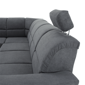 Colţar extensibil, material textil gri, model stânga, SANTIAGO