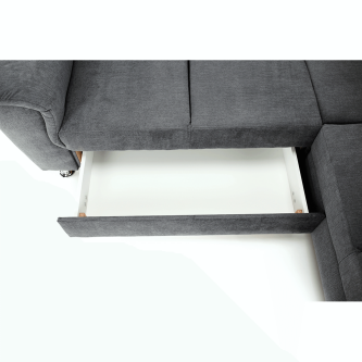 Colţar extensibil, material textil gri, model stânga, SANTIAGO