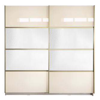Gold Dulap 2000 Crem cu usi MDF Lucios si Oglinda