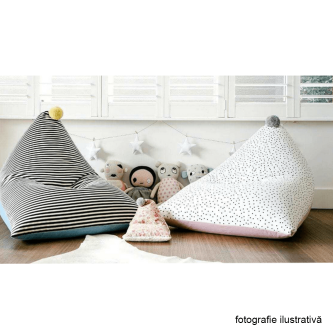 Fotoliu tip sac, alb/roz/gri, POMPOM