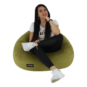 Fotoliu tip sac, material textil verde măsliniu, TRIKALO