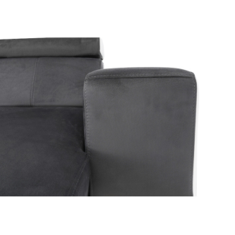 colţar în formă de U, piele ecologică albă/material textil gri, model dreapta, KAMELIA